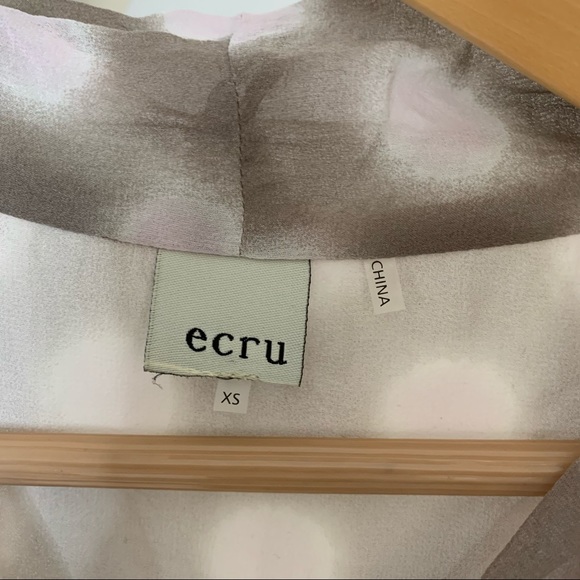 ECRU 100% Silk Brown Pink Polka Dot Sleeveless Blouse Size XS Tank Top - Picture 5 of 7